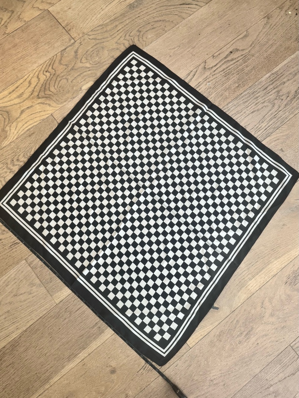 Black and White Checkerboard Silky Scarf - Picture 4 of 8